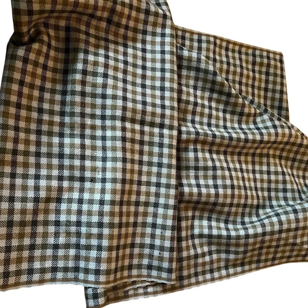 Pronto Uomo Fine 100% Wool Thin Plaid Check Scarf, Gray Brown & Blue